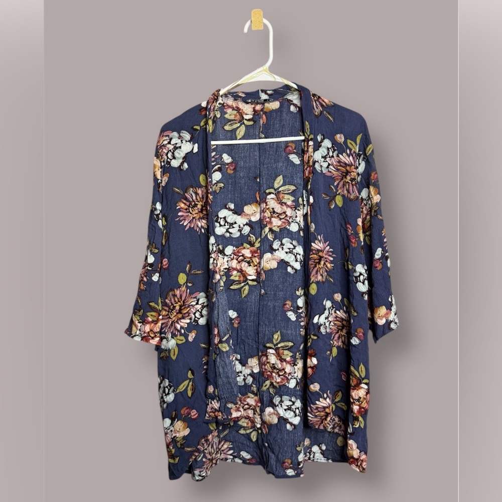 Pink Clover Navy Floral Cardigan